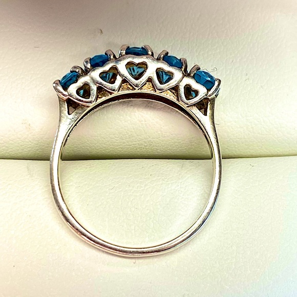 CNA Blue Topaz Heart Setting Sterling Silver Ring - Picture 2 of 4